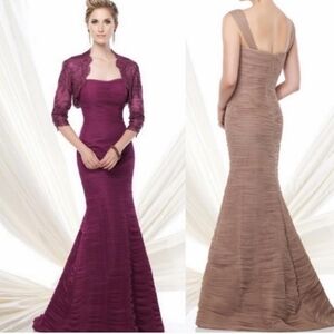 Elegant Burgundy Lace Mesh Evening Gown With Jacket. Ivonne D. Size 6.